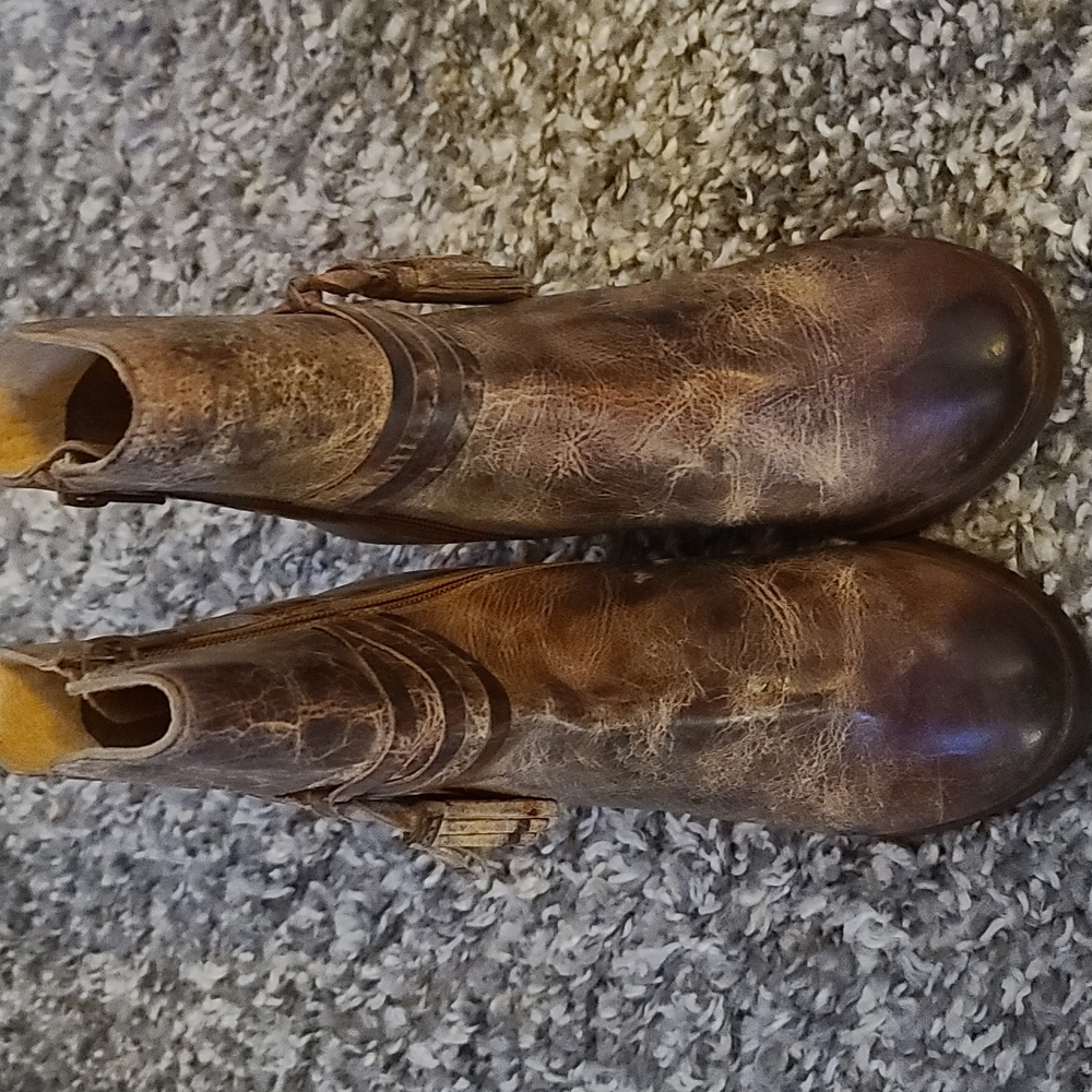 Distressed Leather Wedge Boots